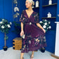 Orlaith Detailed Chiffon Midi Dress Floral Purple