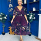 Orlaith Detailed Chiffon Midi Dress Floral Purple