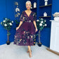 Orlaith Detailed Chiffon Midi Dress Floral Purple
