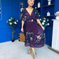 Orlaith Detailed Chiffon Midi Dress Floral Purple