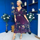 Orlaith Detailed Chiffon Midi Dress Floral Purple
