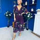 Orlaith Detailed Chiffon Midi Dress Floral Purple
