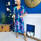 Orlaith Detailed Chiffon Midi Dress Marble Blue
