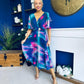 Orlaith Detailed Chiffon Midi Dress Marble Blue