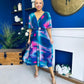 Orlaith Detailed Chiffon Midi Dress Marble Blue