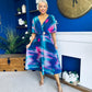 Orlaith Detailed Chiffon Midi Dress Marble Blue