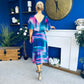 Orlaith Detailed Chiffon Midi Dress Marble Blue