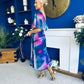 Orlaith Detailed Chiffon Midi Dress Marble Blue