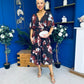 Orlaith Detailed Chiffon Midi Dress Floral Coffee