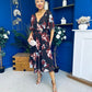 Orlaith Detailed Chiffon Midi Dress Floral Coffee