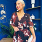 Orlaith Detailed Chiffon Midi Dress Floral Coffee
