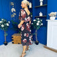 Orlaith Detailed Chiffon Midi Dress Floral Coffee