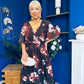 Orlaith Detailed Chiffon Midi Dress Floral Coffee