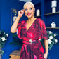 Orlaith Detailed Chiffon Midi Dress Floral Ruby