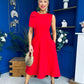 Caitlin Bow Detail Midi Dress Red