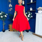 Caitlin Bow Detail Midi Dress Red