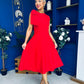 Caitlin Bow Detail Midi Dress Red