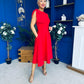 Caitlin Bow Detail Midi Dress Red