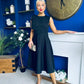 Caitlin Bow Detail Midi Dress Black