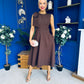 Caitlin Bow Detail Midi Dress Chocolate