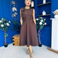 Caitlin Bow Detail Midi Dress Chocolate