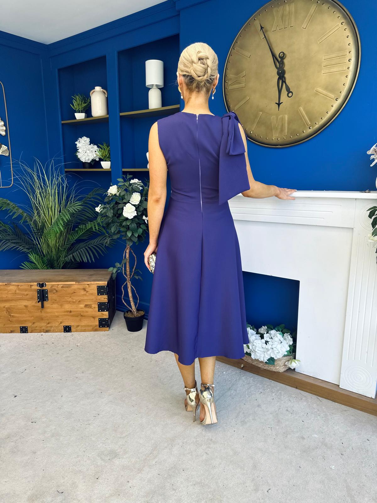 Caitlin Bow Detail Midi Dress Violet
