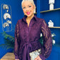 Matilda Crochet Shirt Midi Dress Purple