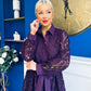 Matilda Crochet Shirt Midi Dress Purple