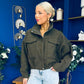 Sophia Detailed Bomber Jacket Khaki