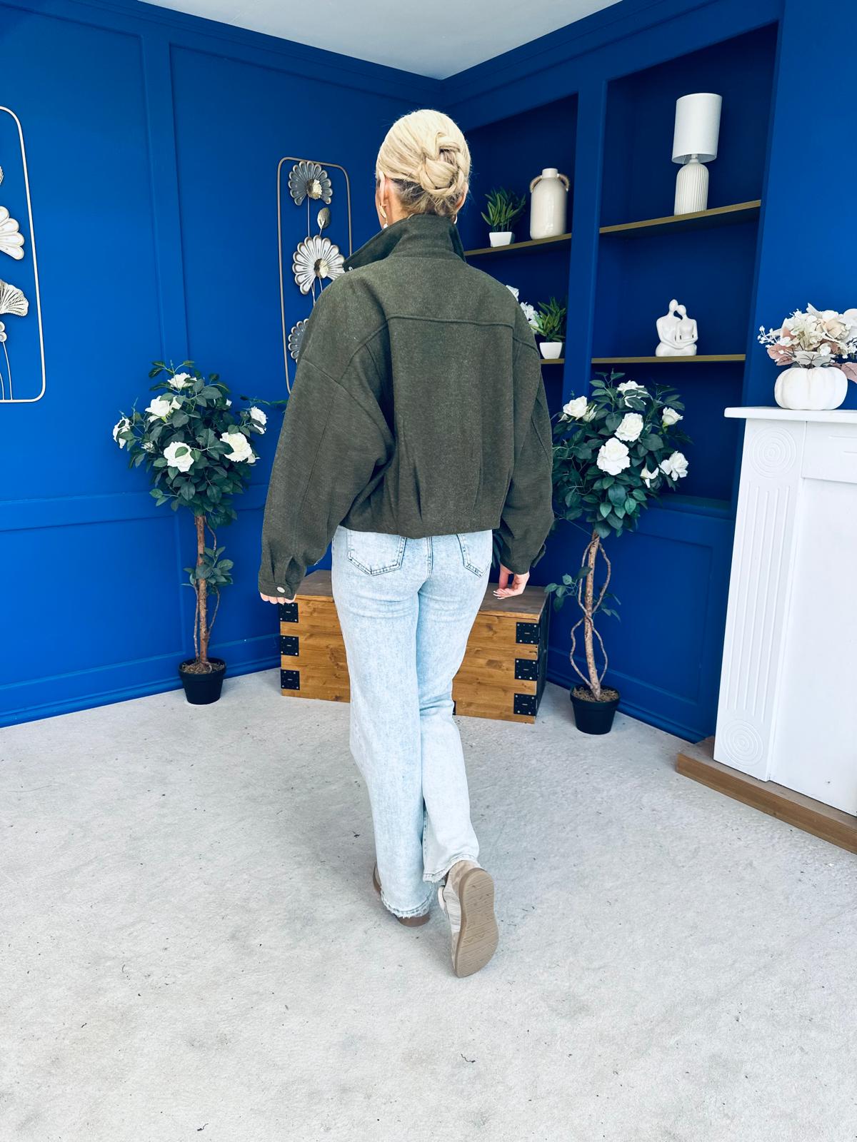 Sophia Detailed Bomber Jacket Khaki