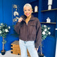 Sophia Detailed Bomber Jacket Chocolate