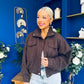 Sophia Detailed Bomber Jacket Chocolate