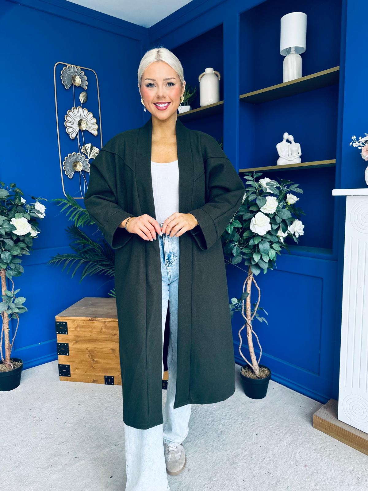 Avril Detailed Longline Cardi Forest