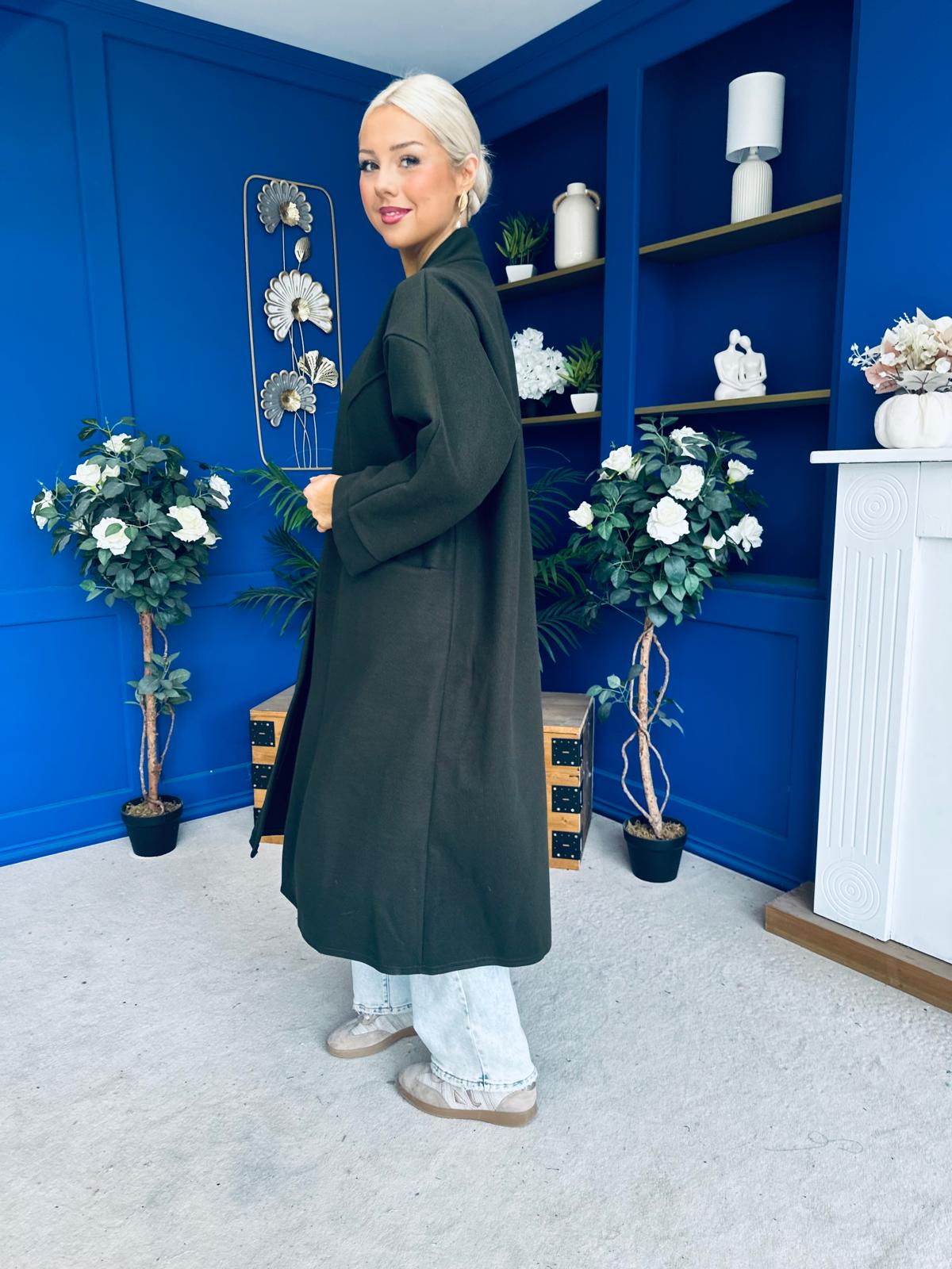 Avril Detailed Longline Cardi Forest