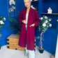 Avril Detailed Longline Cardi Wine