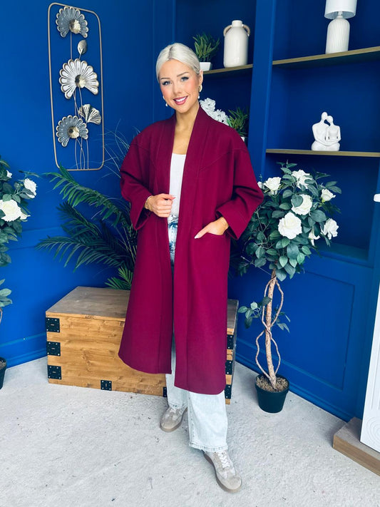 Avril Detailed Longline Cardi Wine