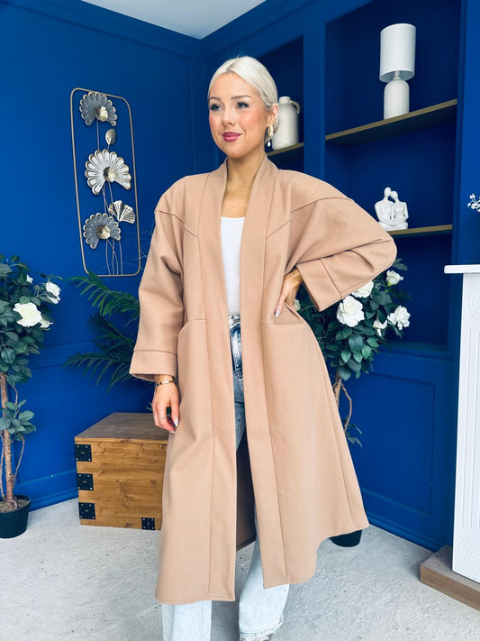 Avril Detailed Longline Cardi Beige