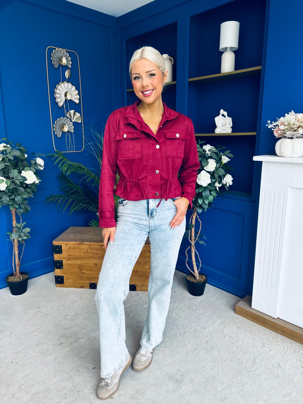 Mags Gold Button Detailed Jacket Wine