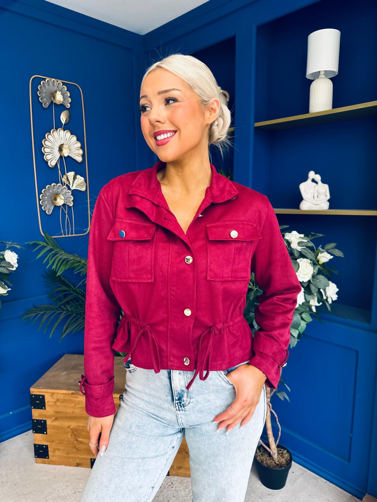 Mags Gold Button Detailed Jacket Wine