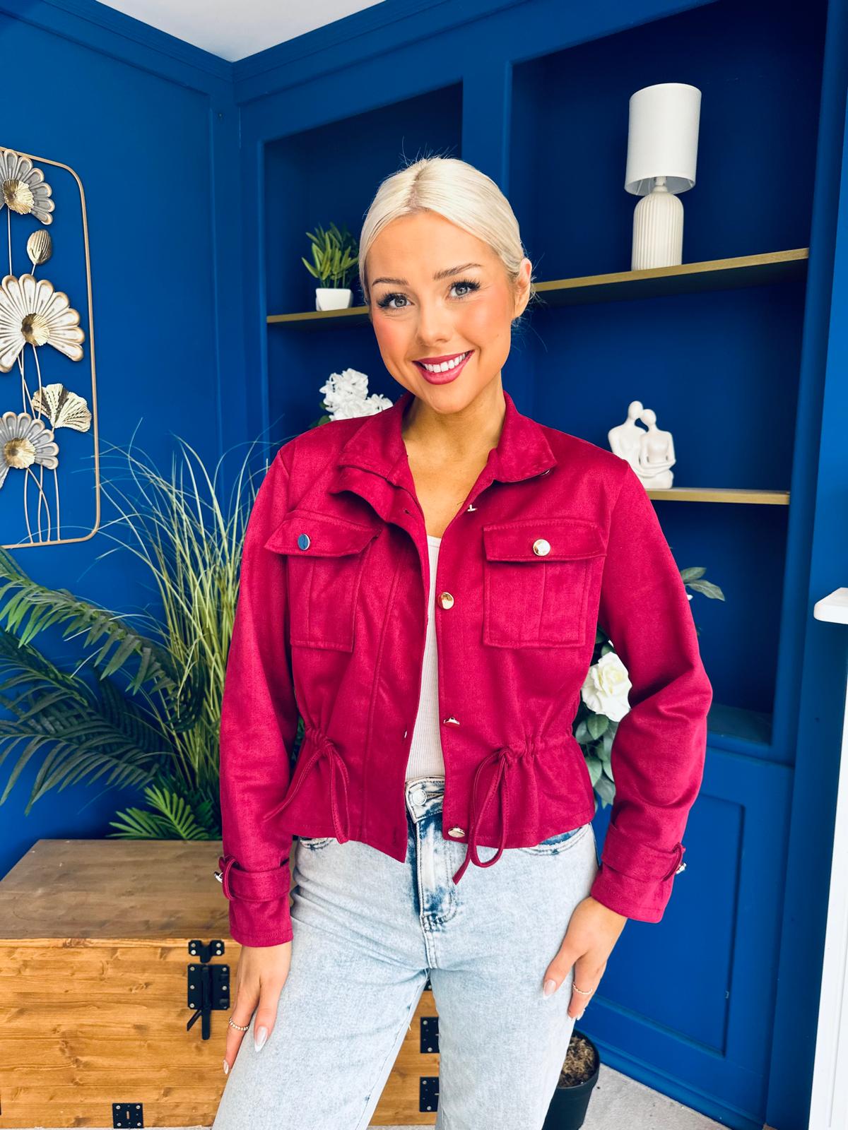 Mags Gold Button Detailed Jacket Wine