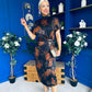 Lauren Floral High Neck Gold Buckle Midi Dress Autumn