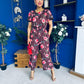 Erin Culotte Jumpsuit Floral Chocolate