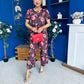 Erin Culotte Jumpsuit Floral Chocolate