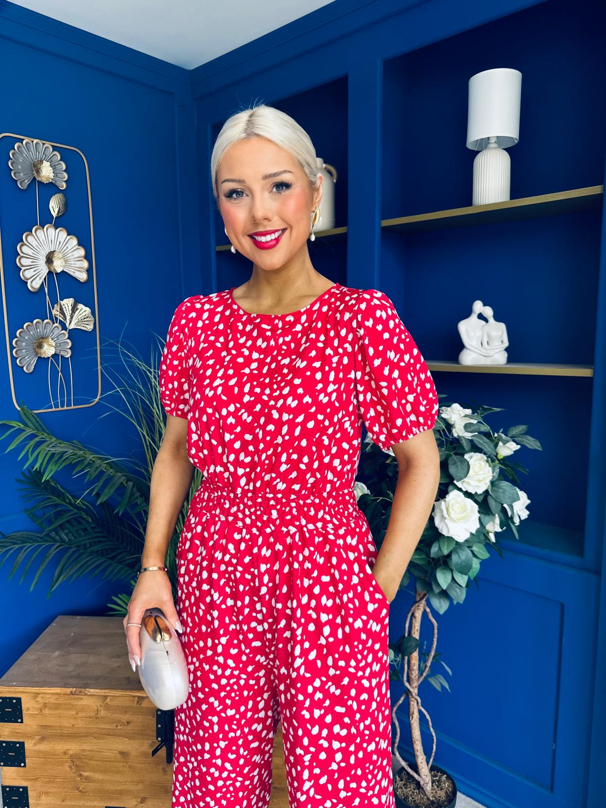 Erin Culotte Jumpsuit Deer Spot Rouge