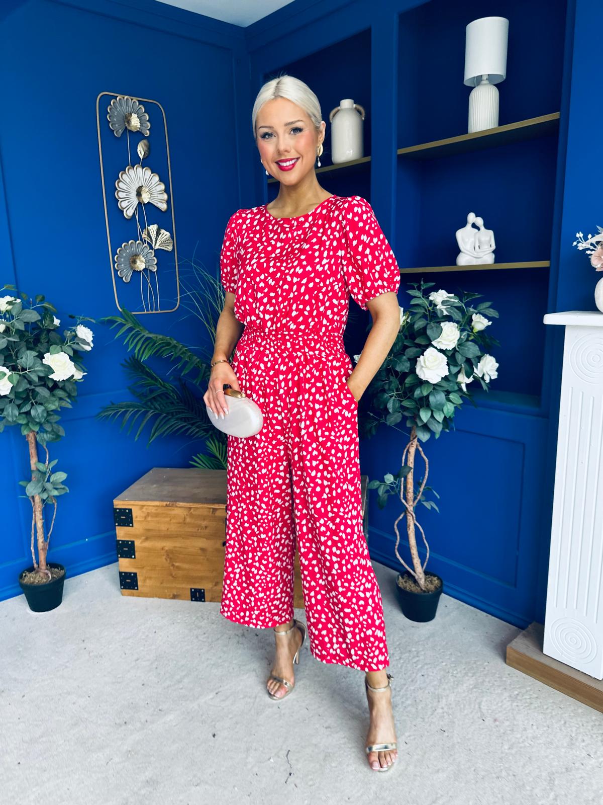 Erin Culotte Jumpsuit Deer Spot Rouge
