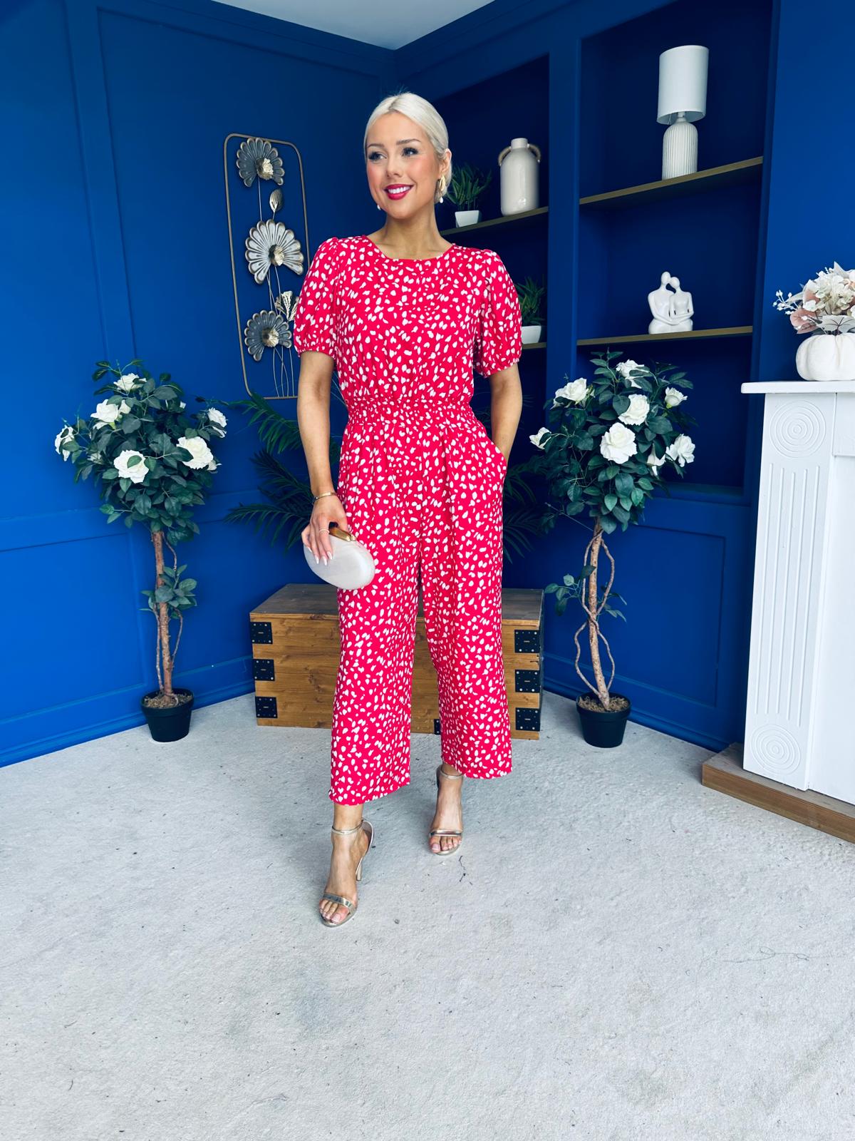Erin Culotte Jumpsuit Deer Spot Rouge