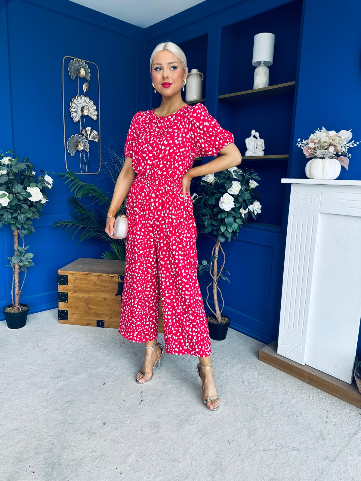 Erin Culotte Jumpsuit Deer Spot Rouge