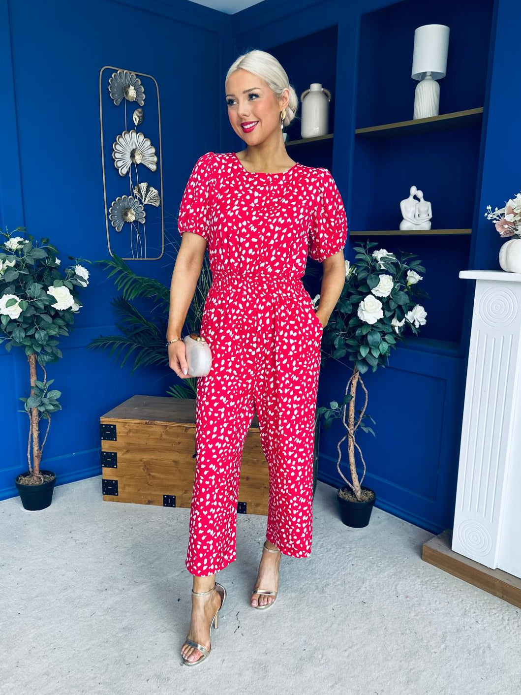 Erin Culotte Jumpsuit Deer Spot Rouge