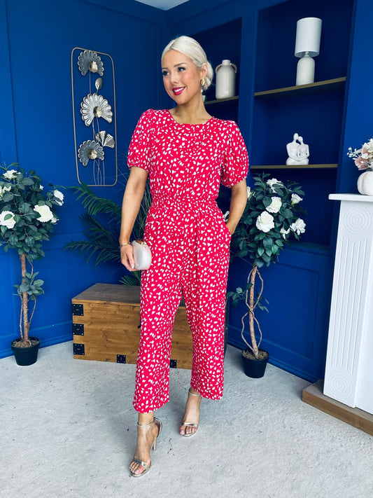 Erin Culotte Jumpsuit Deer Spot Rouge