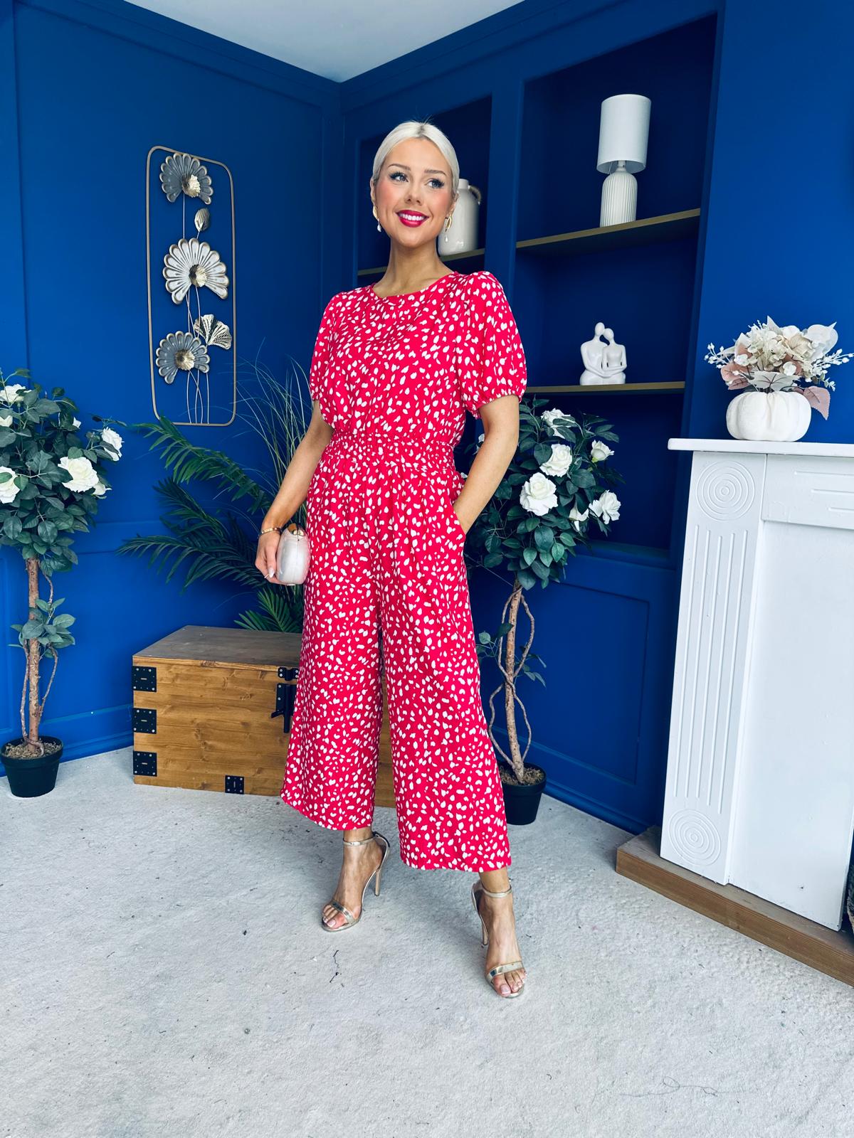Erin Culotte Jumpsuit Deer Spot Rouge